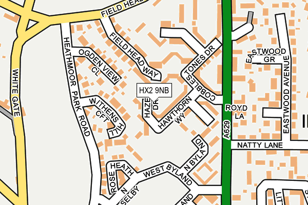 HX2 9NB map - OS OpenMap – Local (Ordnance Survey)