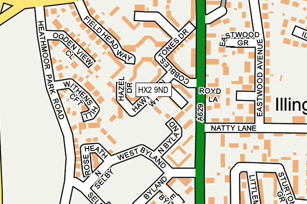 HX2 9ND map - OS OpenMap – Local (Ordnance Survey)