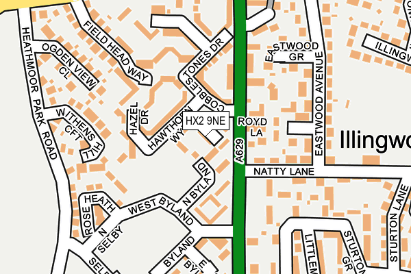 HX2 9NE map - OS OpenMap – Local (Ordnance Survey)