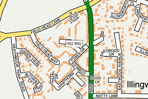 HX2 9NG map - OS OpenMap – Local (Ordnance Survey)