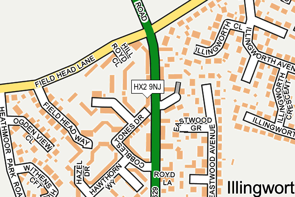 HX2 9NJ map - OS OpenMap – Local (Ordnance Survey)