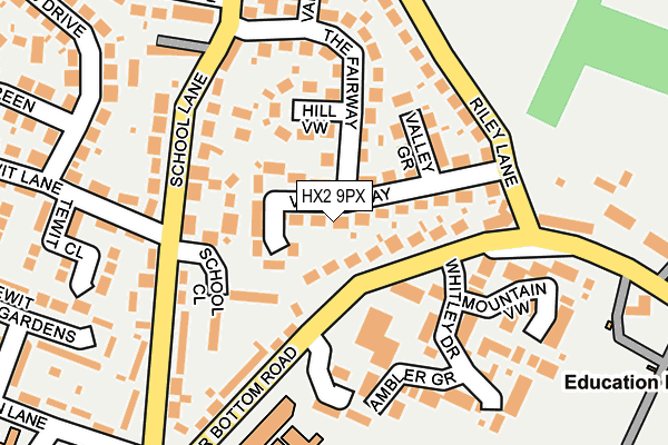 HX2 9PX map - OS OpenMap – Local (Ordnance Survey)