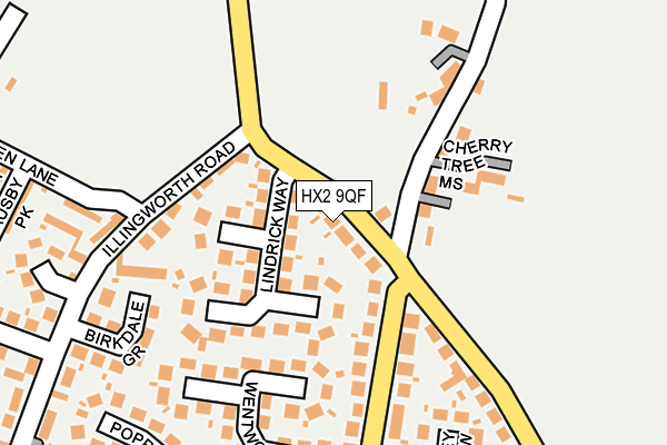 HX2 9QF map - OS OpenMap – Local (Ordnance Survey)
