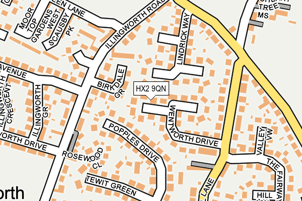 HX2 9QN map - OS OpenMap – Local (Ordnance Survey)
