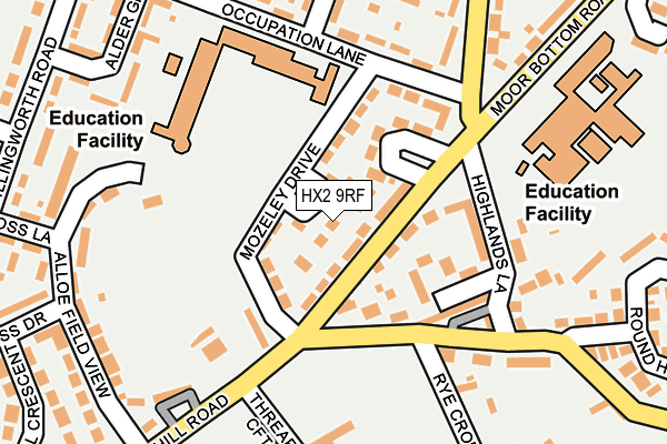 HX2 9RF map - OS OpenMap – Local (Ordnance Survey)