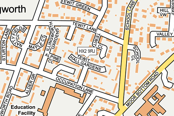 HX2 9RJ map - OS OpenMap – Local (Ordnance Survey)