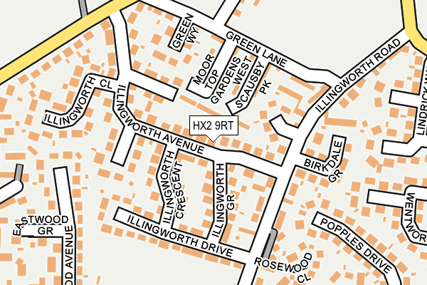 HX2 9RT map - OS OpenMap – Local (Ordnance Survey)