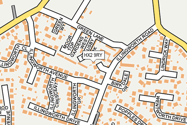 HX2 9RY map - OS OpenMap – Local (Ordnance Survey)