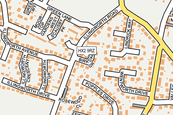 HX2 9RZ map - OS OpenMap – Local (Ordnance Survey)