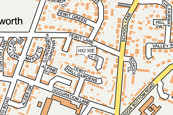 HX2 9SE map - OS OpenMap – Local (Ordnance Survey)