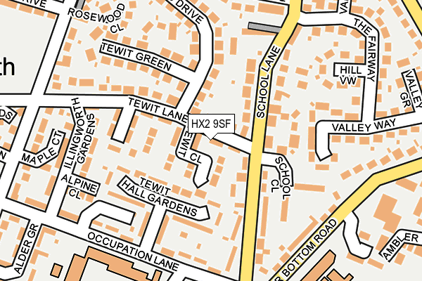 HX2 9SF map - OS OpenMap – Local (Ordnance Survey)