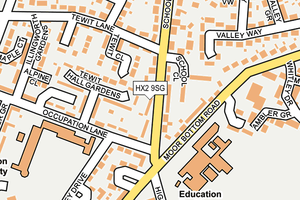 HX2 9SG map - OS OpenMap – Local (Ordnance Survey)