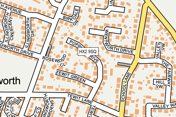 HX2 9SQ map - OS OpenMap – Local (Ordnance Survey)