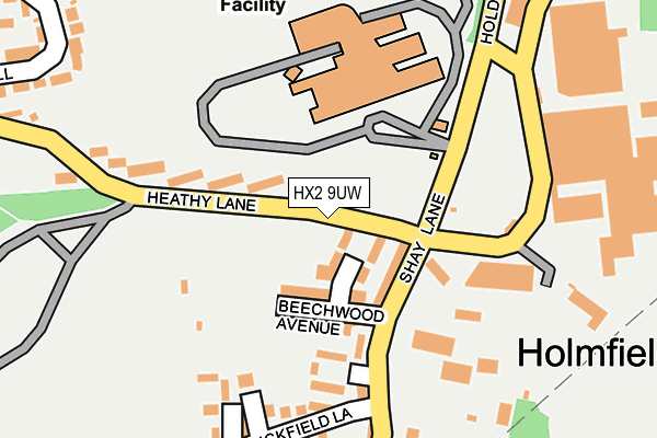 HX2 9UW map - OS OpenMap – Local (Ordnance Survey)