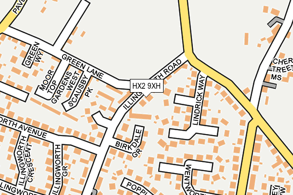 HX2 9XH map - OS OpenMap – Local (Ordnance Survey)