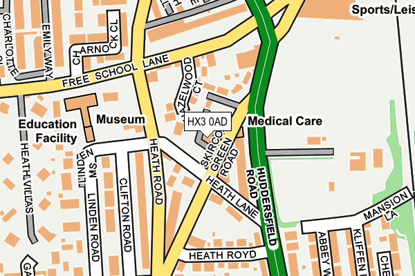 HX3 0AD map - OS OpenMap – Local (Ordnance Survey)