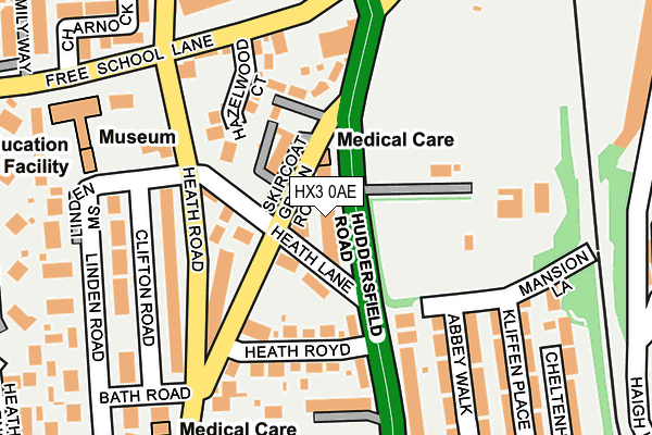 HX3 0AE map - OS OpenMap – Local (Ordnance Survey)