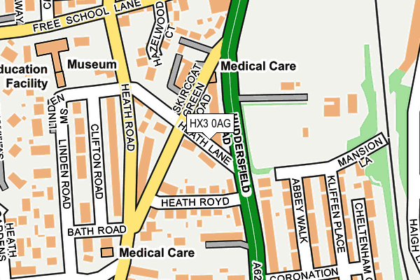 HX3 0AG map - OS OpenMap – Local (Ordnance Survey)