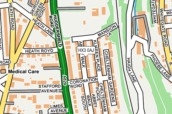 HX3 0AJ map - OS OpenMap – Local (Ordnance Survey)