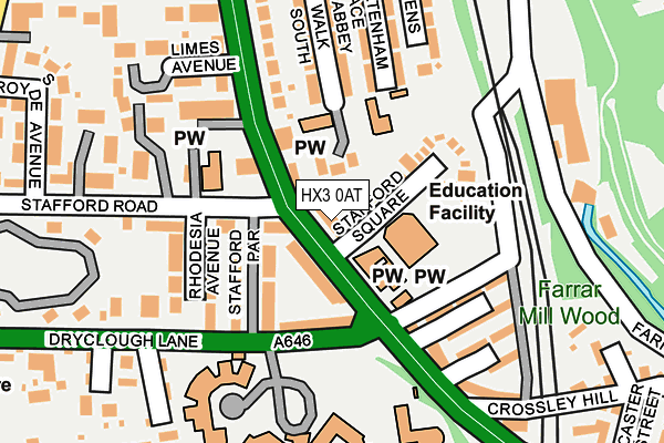 HX3 0AT map - OS OpenMap – Local (Ordnance Survey)