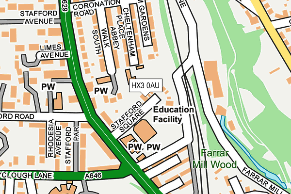 HX3 0AU map - OS OpenMap – Local (Ordnance Survey)