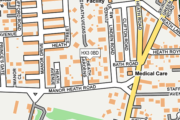 HX3 0BD map - OS OpenMap – Local (Ordnance Survey)