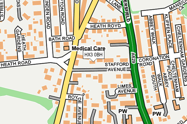 HX3 0BH map - OS OpenMap – Local (Ordnance Survey)