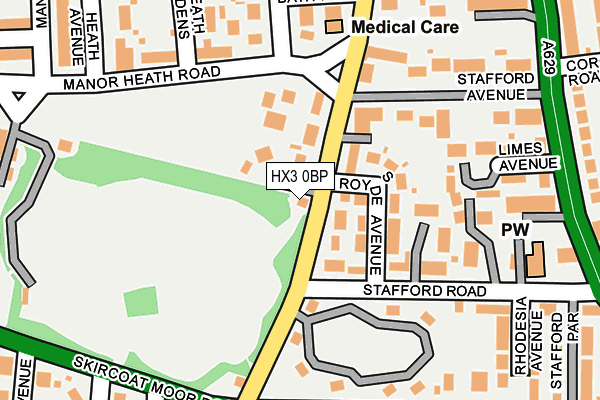 HX3 0BP map - OS OpenMap – Local (Ordnance Survey)