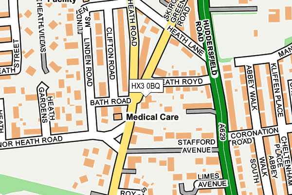 HX3 0BQ map - OS OpenMap – Local (Ordnance Survey)
