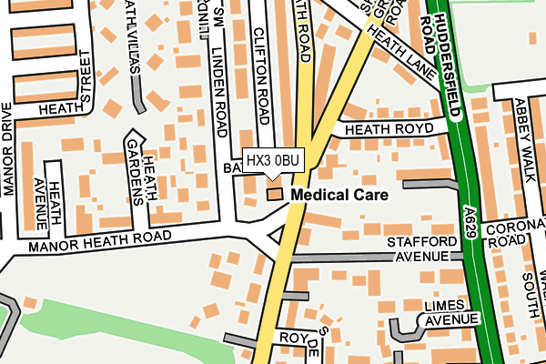 HX3 0BU map - OS OpenMap – Local (Ordnance Survey)