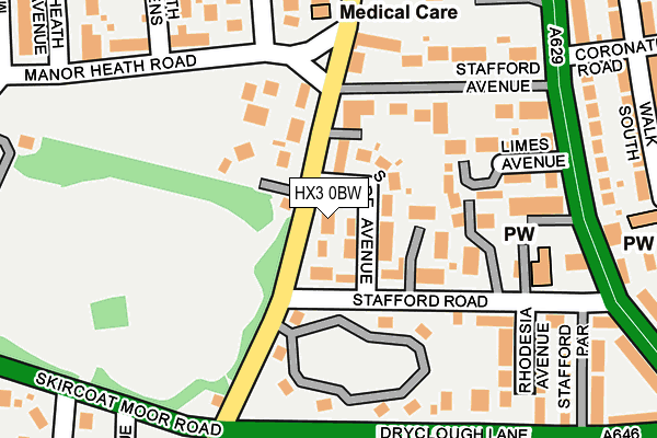 HX3 0BW map - OS OpenMap – Local (Ordnance Survey)