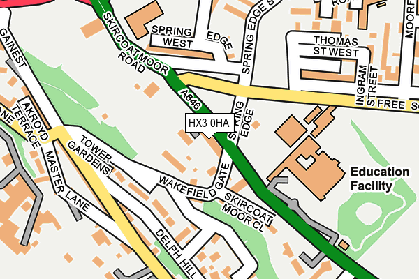 HX3 0HA map - OS OpenMap – Local (Ordnance Survey)