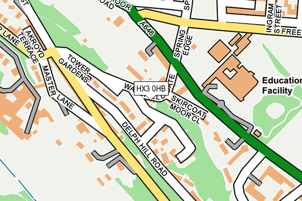 HX3 0HB map - OS OpenMap – Local (Ordnance Survey)