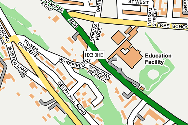 HX3 0HE map - OS OpenMap – Local (Ordnance Survey)