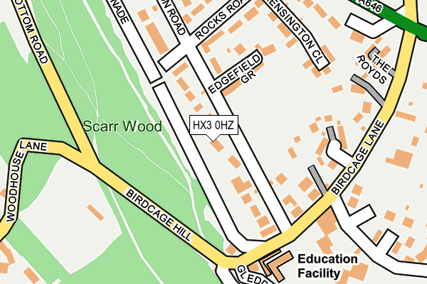 HX3 0HZ map - OS OpenMap – Local (Ordnance Survey)