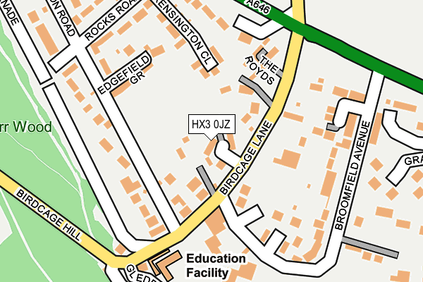 HX3 0JZ map - OS OpenMap – Local (Ordnance Survey)
