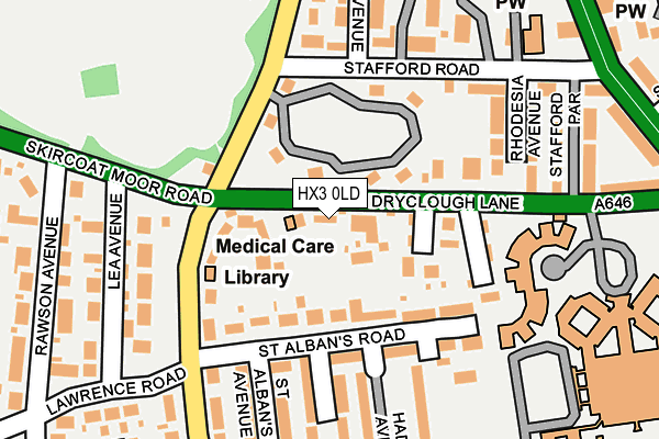 HX3 0LD map - OS OpenMap – Local (Ordnance Survey)