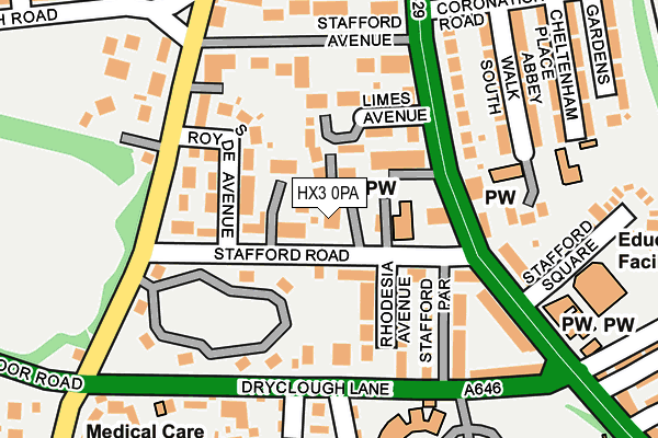 HX3 0PA map - OS OpenMap – Local (Ordnance Survey)