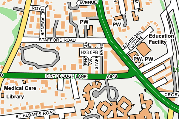 HX3 0PB map - OS OpenMap – Local (Ordnance Survey)