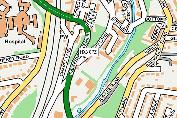 HX3 0PZ map - OS OpenMap – Local (Ordnance Survey)