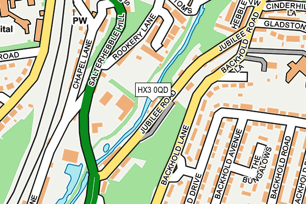 HX3 0QD map - OS OpenMap – Local (Ordnance Survey)