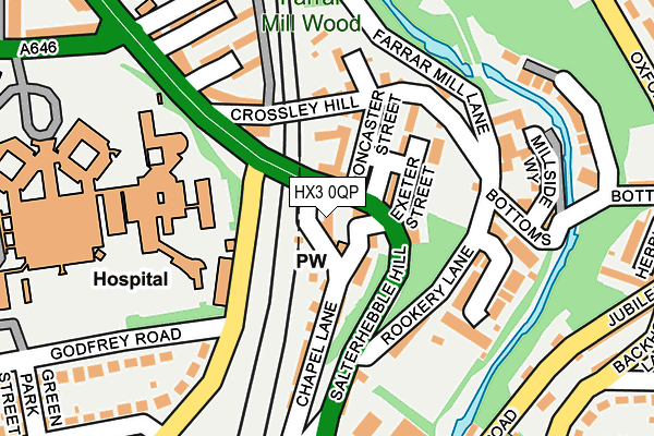 HX3 0QP map - OS OpenMap – Local (Ordnance Survey)