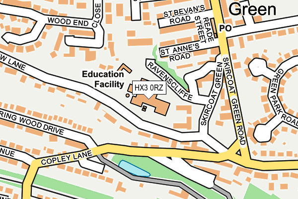 HX3 0RZ map - OS OpenMap – Local (Ordnance Survey)