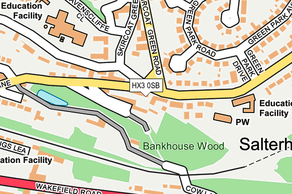 HX3 0SB map - OS OpenMap – Local (Ordnance Survey)