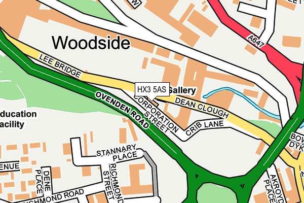 HX3 5AS map - OS OpenMap – Local (Ordnance Survey)