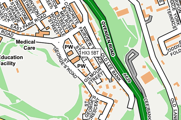 HX3 5BT map - OS OpenMap – Local (Ordnance Survey)