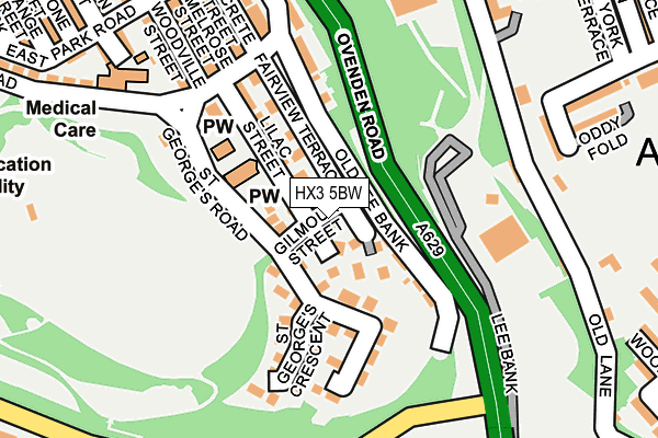 HX3 5BW map - OS OpenMap – Local (Ordnance Survey)