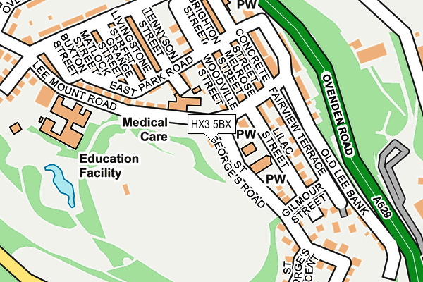 HX3 5BX map - OS OpenMap – Local (Ordnance Survey)