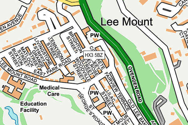 HX3 5BZ map - OS OpenMap – Local (Ordnance Survey)