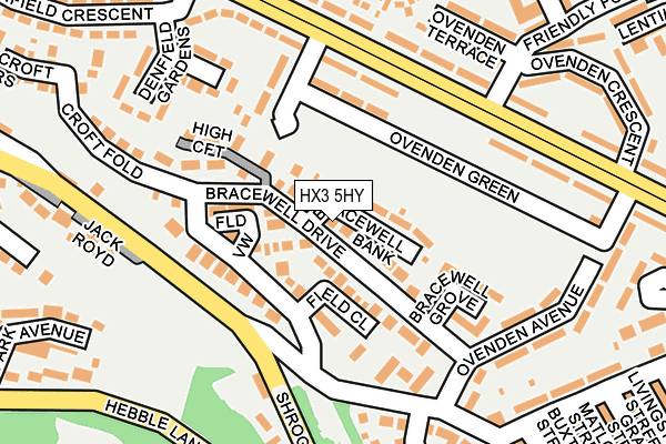 HX3 5HY map - OS OpenMap – Local (Ordnance Survey)